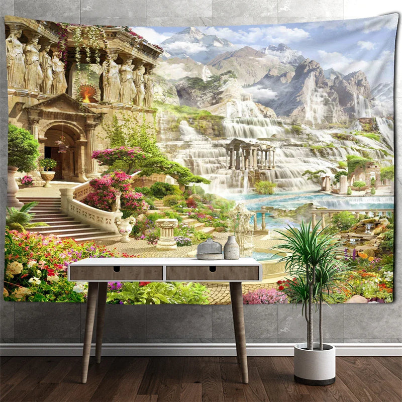 Afralia™ Natural Bohemian Garden Tapestry Home Decor