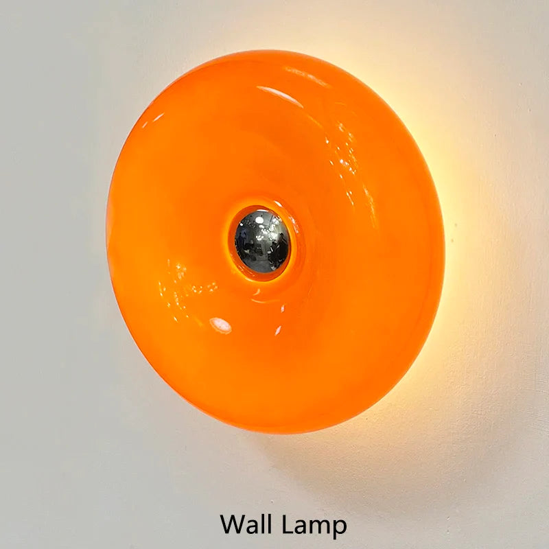 Afralia™ Modern Bauhaus Donuts Wall Lamp in Persimmon Glass for Living Room Aisle Hallway