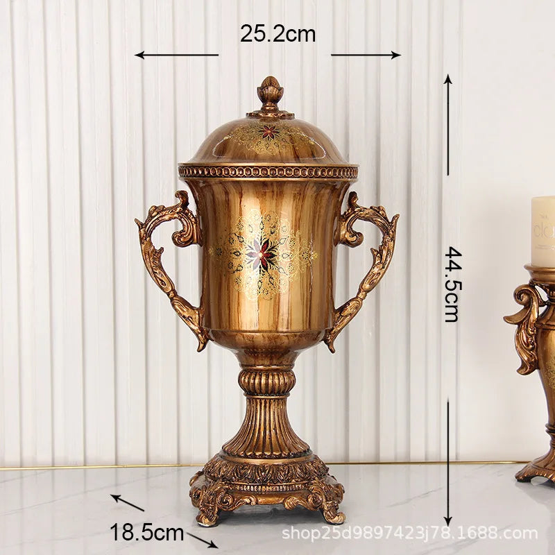 Afralia™ Resin Relief Jar: European Style Decorative Vase & Storage Container