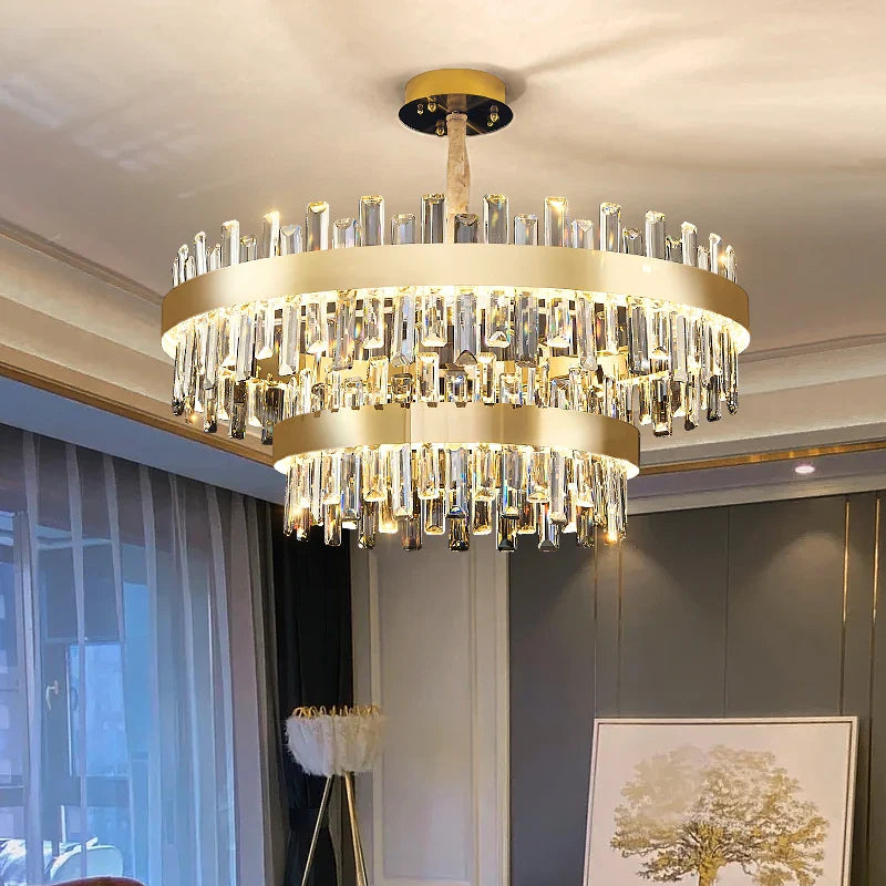Afralia™ Crystal Chandelier for Living Room Bedroom Dining - Energy-saving Light Luxury Lamps