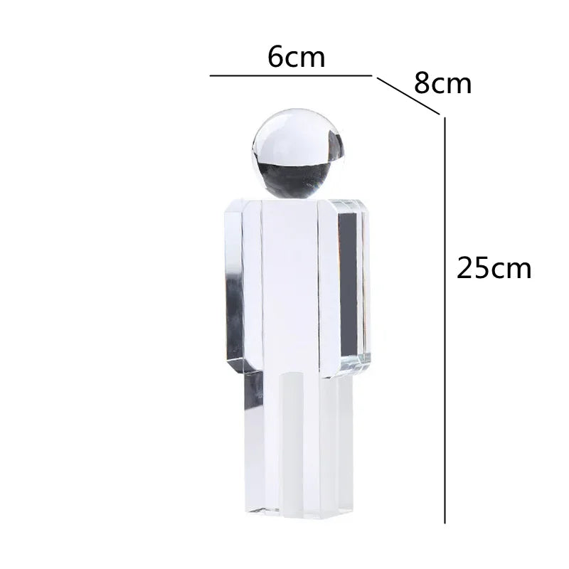 Afralia™ Crystal Man Statue Glass Figure Sculpture Home Decor Ornaments