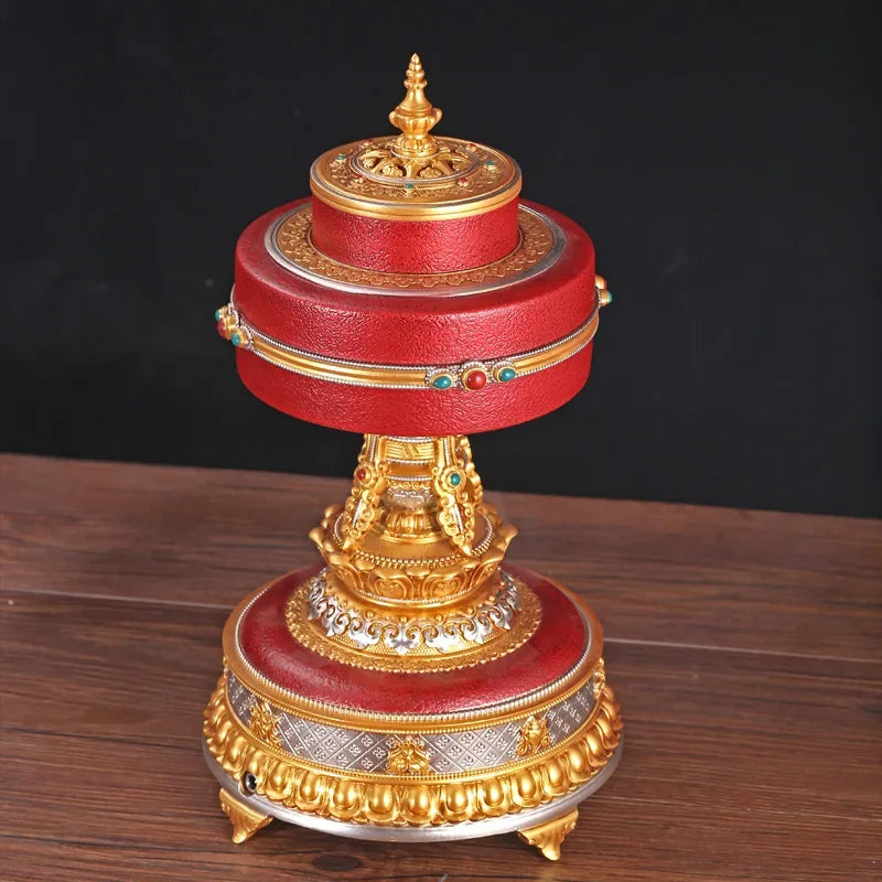 Afralia™ Tibetan Mantra Sutra Wheel: Electric Desktop Prayer Ornament