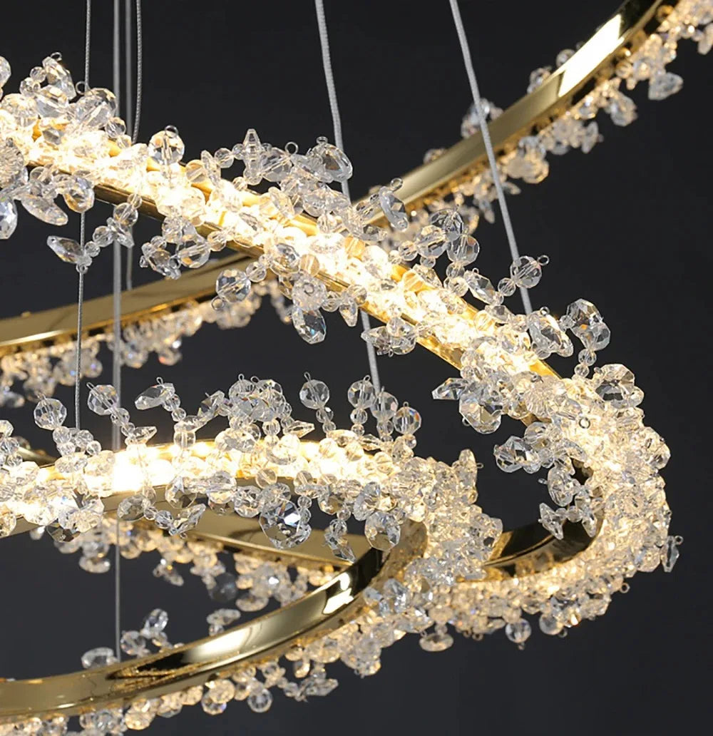 Afralia™ Luxury Crystal Pendant LED Chandelier for Living Dining Bedroom