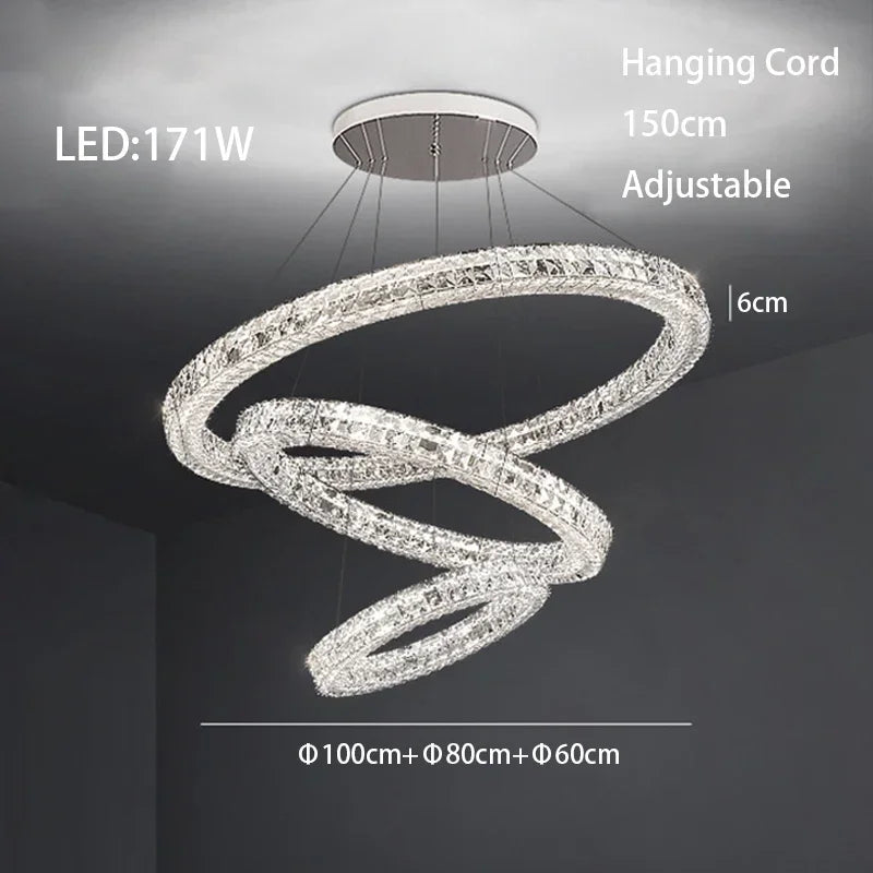 Afralia™ Modern Crystal Chandelier Chrome Golden Round Pendant Lights