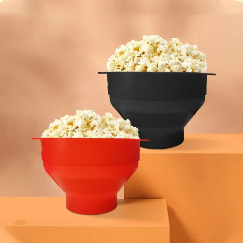 Afralia™ Silicone Popcorn Maker Bowl with Lid - High Quality Kitchen Tools