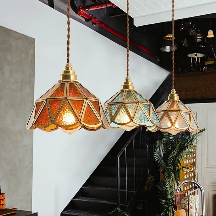 Vintage Pendant Lamp for Bedroom Bar Cafe Glass Copper LED Pendant Lights by Afralia™