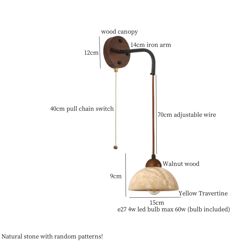 Afralia™ Yellow Travertine LED Wall Lamp for Home Decor