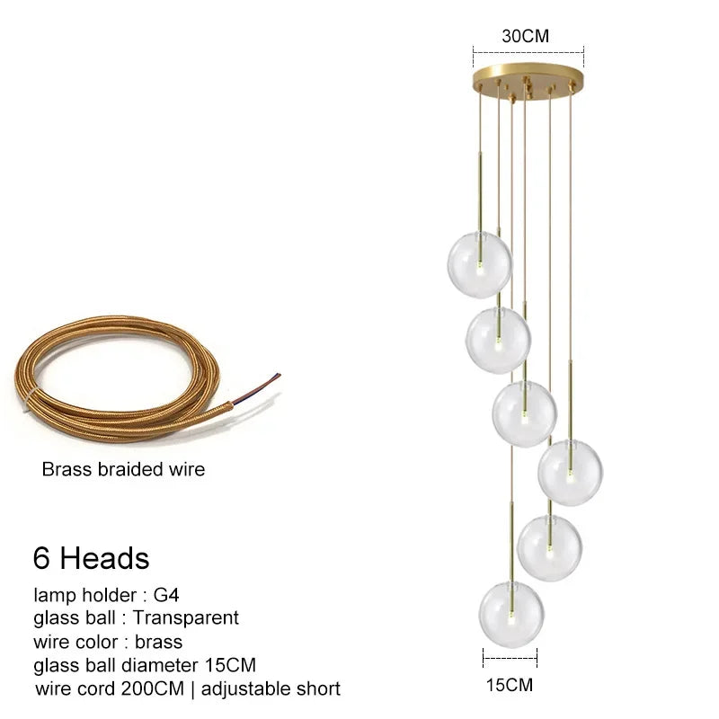 Afralia™ Glass Ball Chandelier Pendant Lights for Modern Luxury Living Room Decor