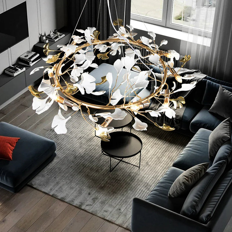 Afralia™ Ginkgo Leaf Crystal Chandelier: Nordic Design Tree Branch Hanging Light