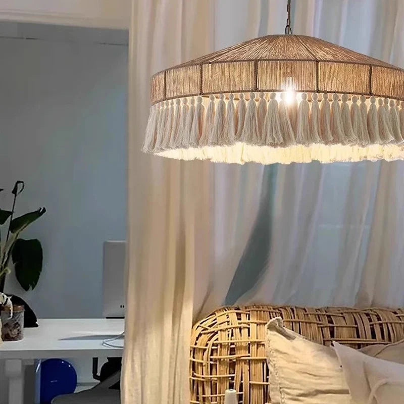 Afralia™ Bohemian Tassel Chandelier: Handmade Nordic Pendant Lamp for Bedroom, Living Room, Kitchen