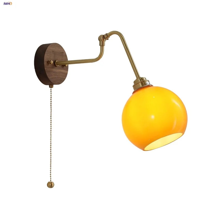 Afralia™ Copper Glass Wall Sconce Amber LED Rotate Modern Bathroom Mirror Light