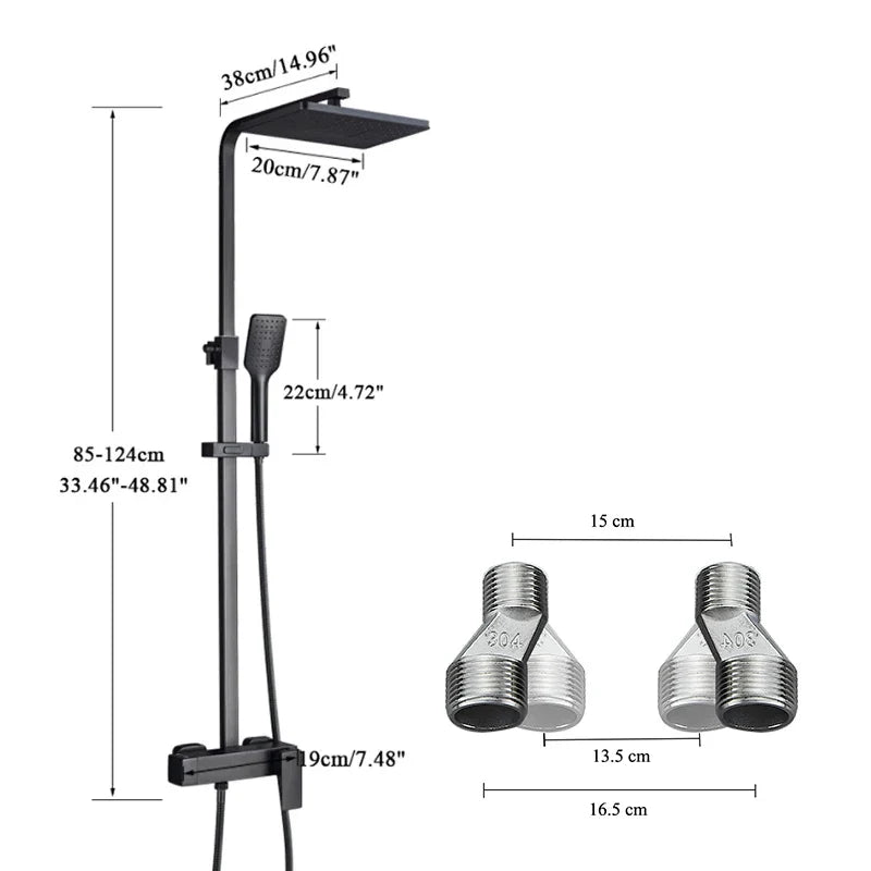 Afralia™ Wall Mounted Rainfall Shower Faucet Set with Bathtub Spout