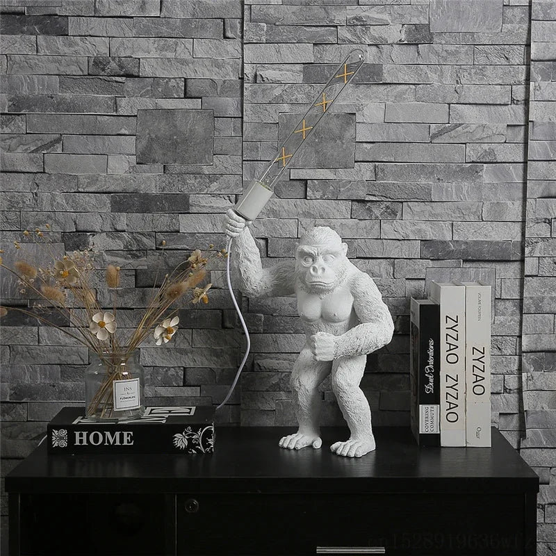 Afralia™ Resin Monkey Table Lamp: Decorative Gorilla Bedroom Light Fixture