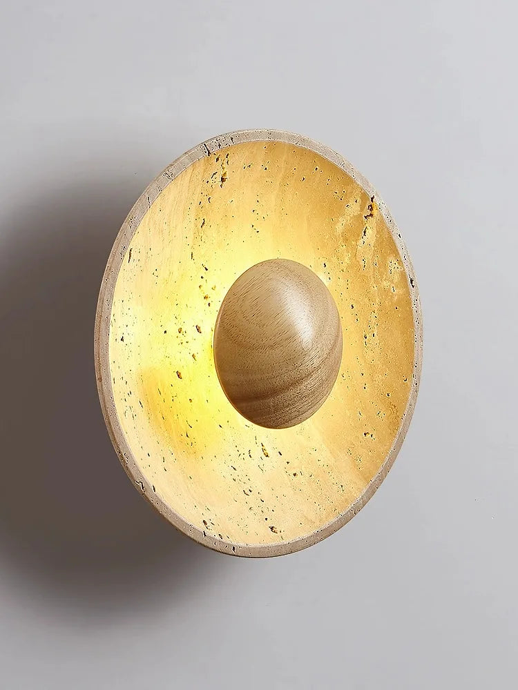 Retro Stone Round Wall Lamp in Japanese Cream Style for Bedroom, Living Room by Afralia™