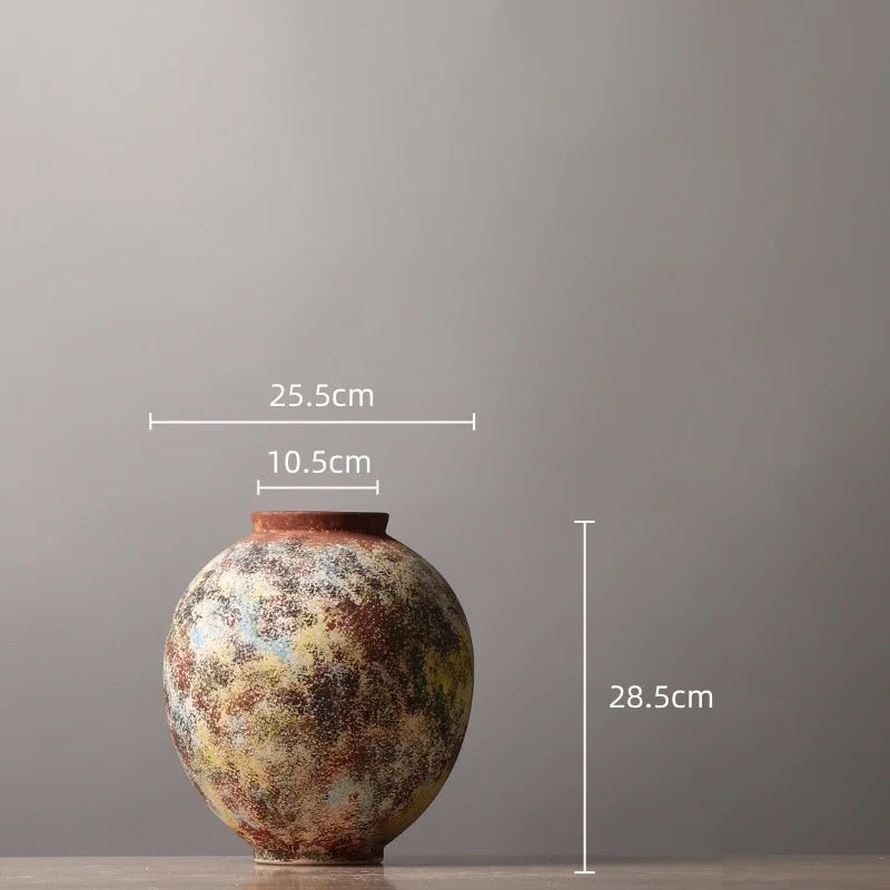 Afralia™ Retro Colorful Graffiti Ceramic Vase - Home Decor Handicrafts Bouquet Holder