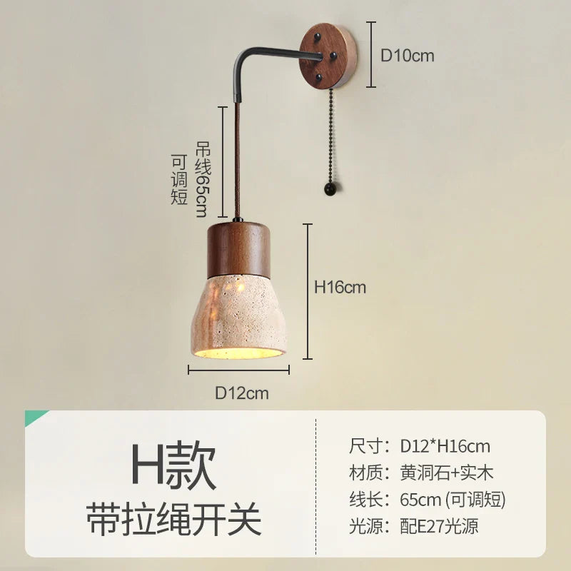 Afralia™ Yellow Cave Wall Lamp with Pull Switch for Bedroom and Living Room