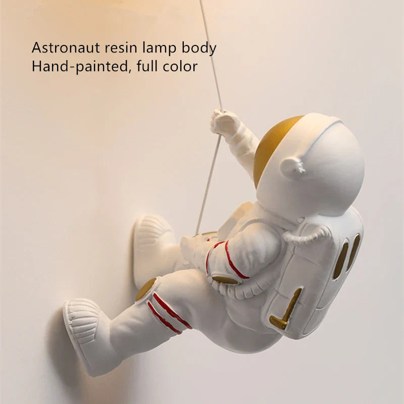 Afralia™ Astronaut Moon Wall Lamp: Modern Minimalist Kids Bedroom Background Light