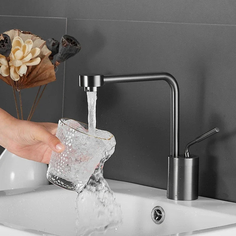 Afralia™ Brushed Gold Kitchen and Bathroom Faucet Swivel Sink Water Crane, Hot Cold Basin Faucet