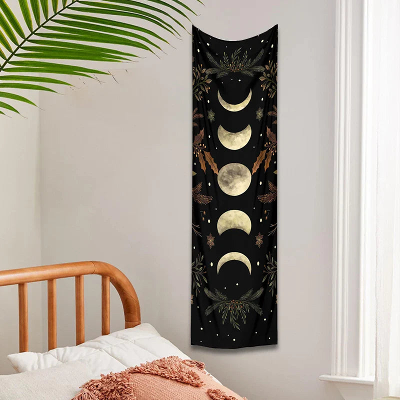 Moon Phase & Moth Tapestry Wall Hanging for Bohemian Home Decor by Afralia™