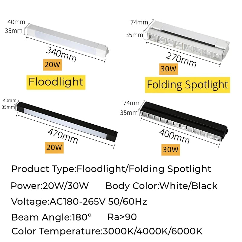 Afralia™ LED Track Lamps: Modern 20/30W Ceiling Rail Floodlight for Living Room, Store Lighting