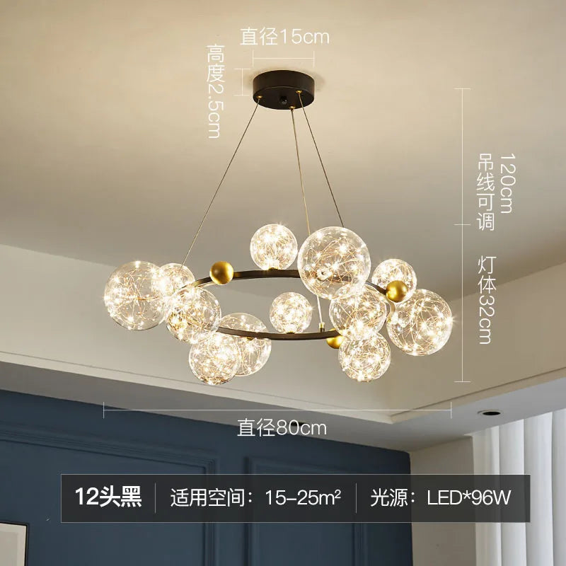 Afralia™ Glass Ball LED Ceiling Chandelier for Home Dining Living Bedroom