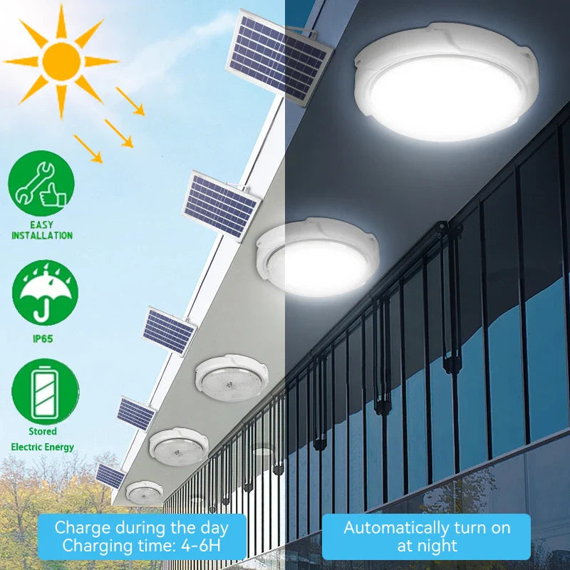 Afralia™ Solar Power Ceiling Lamp | Indoor Outdoor LED Light | IP65 Waterproof Solar Energy Lighting