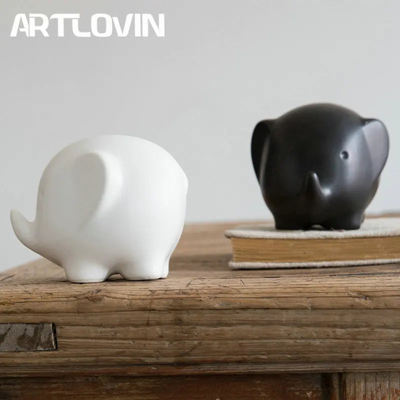 Afralia™ Matte Abstract Polar Bear Bird Figurine Home Decor Porcelain Ornament