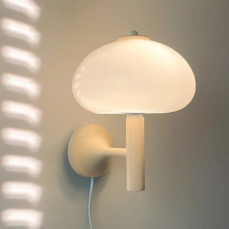 Afralia™ Cream Mushroom Glass Wall Light: Bauhaus LED Bedroom Aisle Wall Light