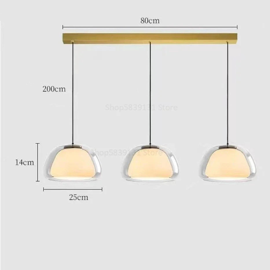 Afralia™ Modern Luxury Cream Glass Pendant Light Fixture for Living Room & Kitchen