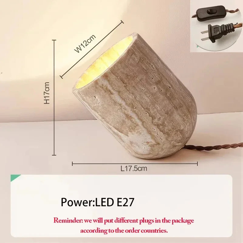 Afralia™ Travertine Floor Lamp Natural Stone Table Lamp Indoor Lighting E27