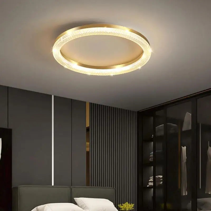 Afralia™ Modern Luxury Gold Ceiling Lamp: Circular Ring LED Light for Bedroom, Dining, Kitchen