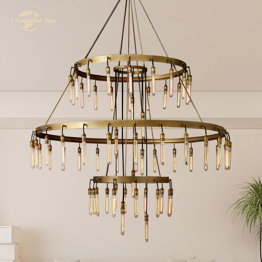 Afralia™ Axis Black Brass LED Round Chandelier for Living & Dining Room