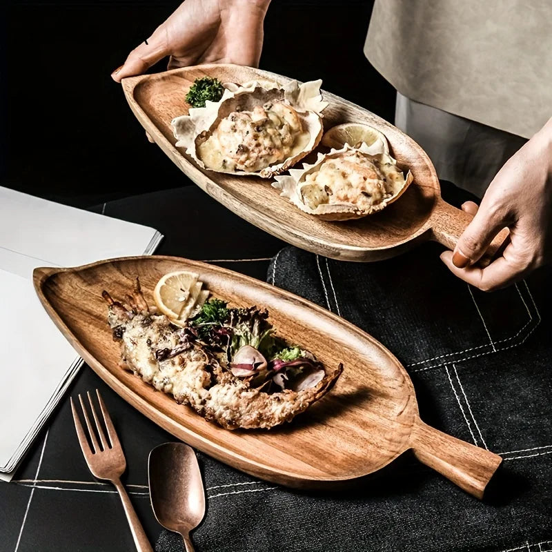 Afralia™ Wooden Serving Tray - Japanese Inspired Breakfast Plate