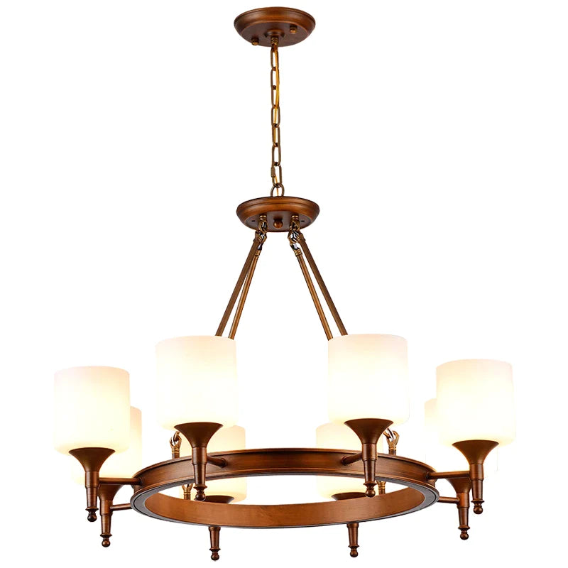 Afralia™ Country Fabric Chandelier: Wrought Iron Bedroom Kitchen Living Room Ceiling Light