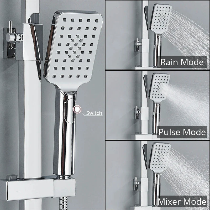 Afralia™ Thermo Digital Display Shower Faucet Set with Rain Shower and Bidet Spout