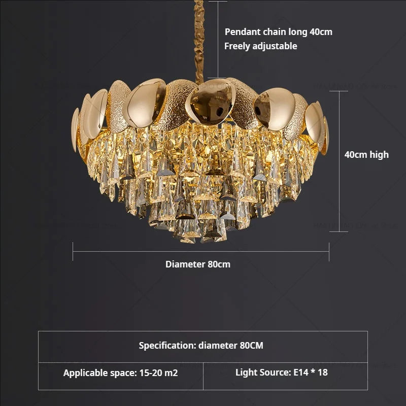 Afralia™ Crystal Chandelier: Modern Elegance for Living Room, Dining Room, Bedroom - Gold Finish