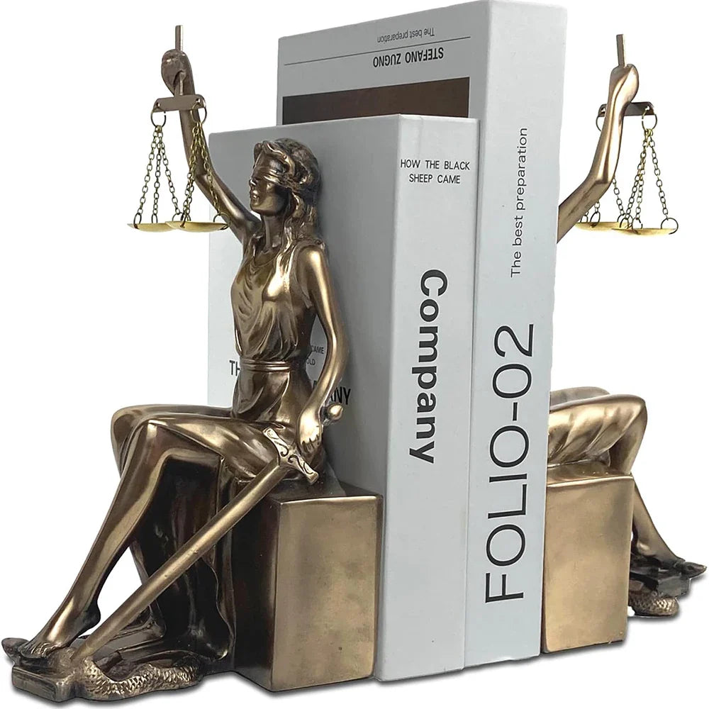 Resin Lady Justice Bookends - Afralia™ Roman Goddess Sculpture for Home Decor & Gifts