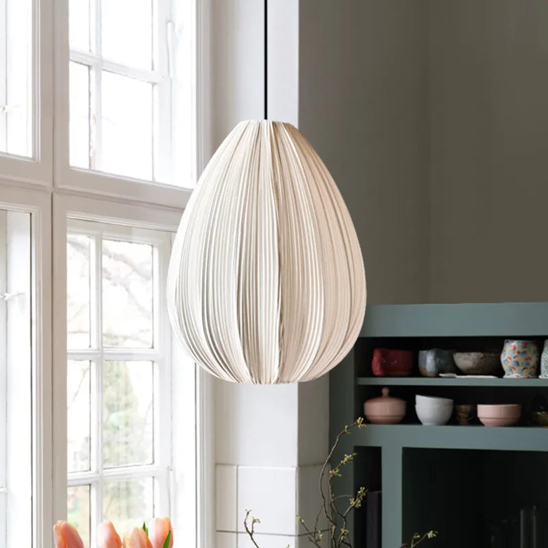 Afralia™ Japanese Wabi-Sabi Pleated Fabric Pendant Lights for Dining Room & Bedroom