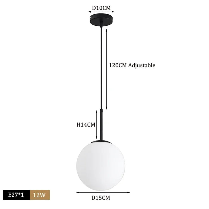 Afralia™ Glass Ball Pendant Lights LED Kitchen Living Room Suspension Luminaire