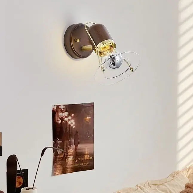 Afralia™ Japanese Walnut Wood Wall Lamp with Zipper Switch for Bedroom or Hallway