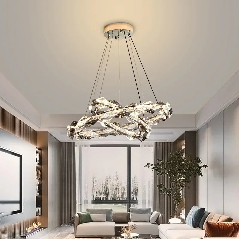 Afralia™ Crystal Ring Chandelier: Modern Dimmable LED Ceiling Fixture