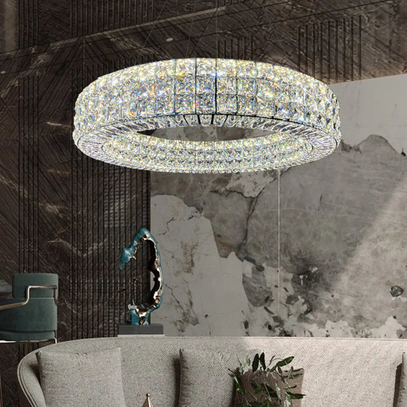 Afralia™ Crystal LED Chandelier: Dimmable Ceiling Light for Luxury Living Room Decor