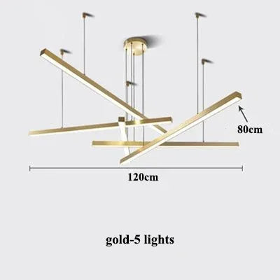 Afralia™ Modern Gold Black Led Pendant Lights, Dimmable, L80cm, Aluminium, Dining Room Hanging Lamp