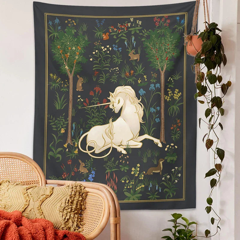 Afralia™ Unicorn Tapestry Wall Hanging Beach Towel Yoga Mat Home Decor