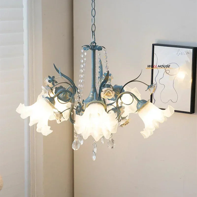Afralia™ Glass Flower Chandeliers: Modern Villa Hanging Lights for Living Room Decor