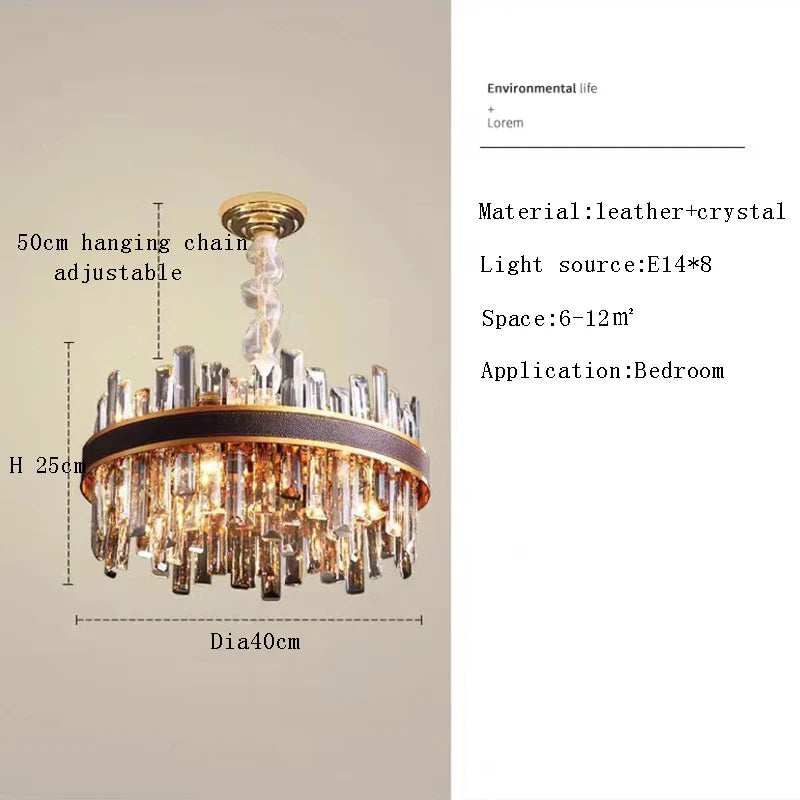 Afralia™ Smoky Grey Crystal Chandelier LED Pendant Light for Luxurious Living Room
