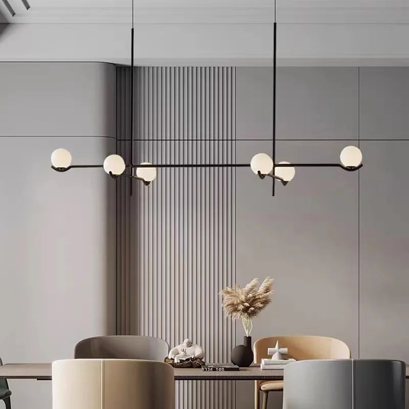 Afralia™ Modern LED Glass Ball Chandelier for Dining Room, Bedroom, and Living Room
