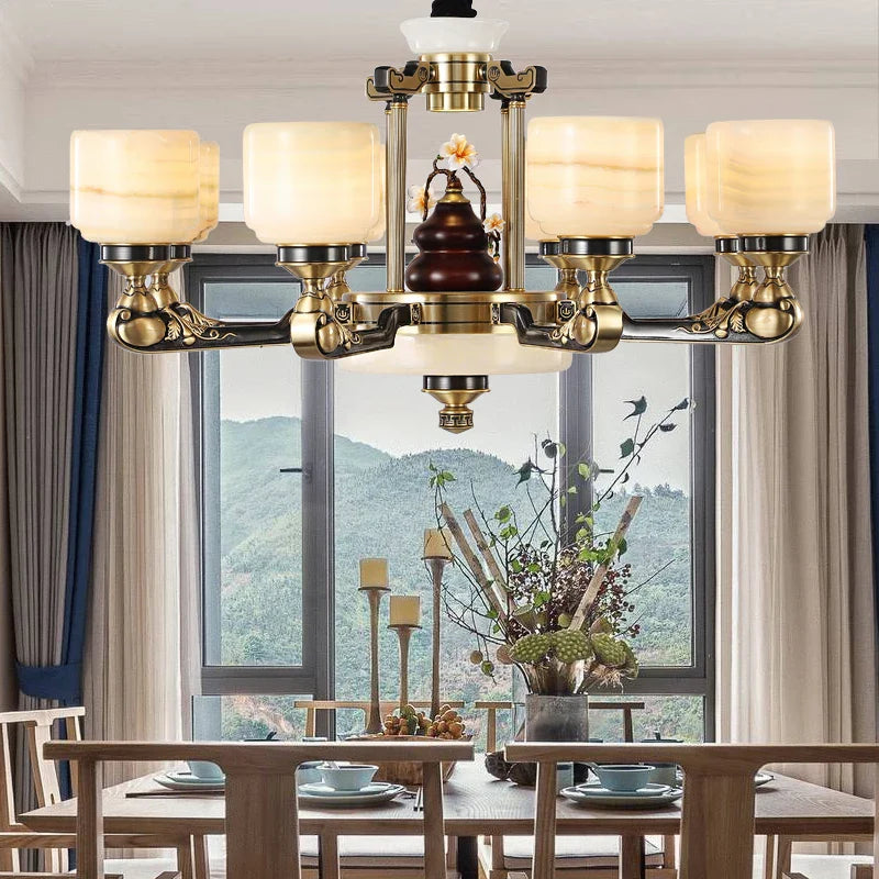 Afralia™ Luxe  Multi-storey Jade Chandelier for Elegant Chinese Villa Duplex Living Rooms