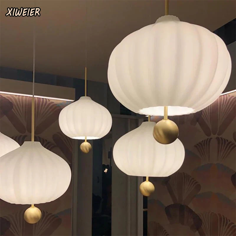 Afralia™ White Glass Chandelier for Dining, Kitchen, Bedroom & Exhibition Hall in Post-Modern Hotel