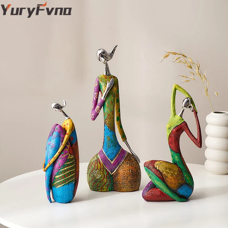 Afralia™ Abstract Woman Sculpture Resin Crafts Nordic Home Decor Living Room Statue